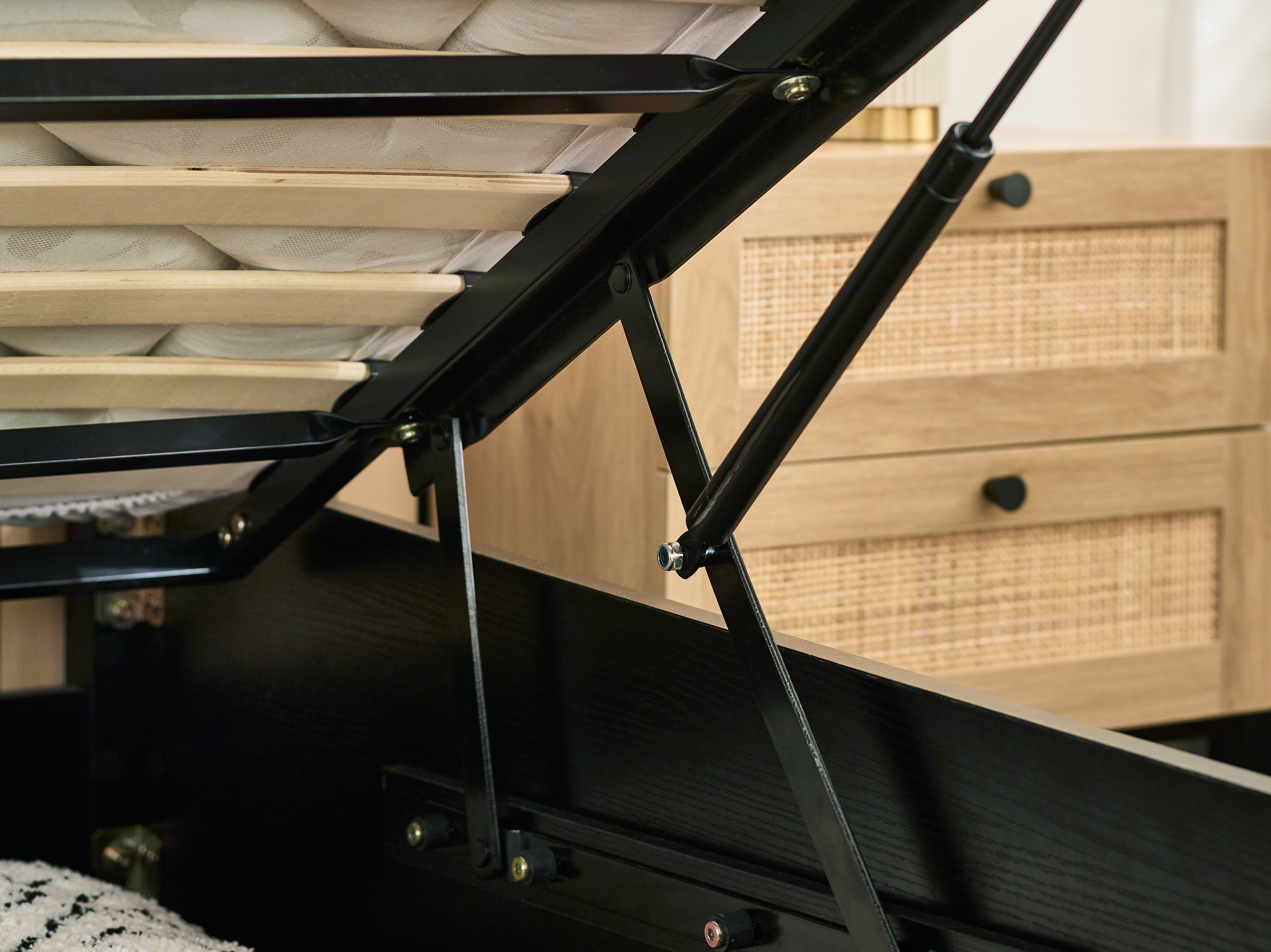 Clermont Black Oak Wood & Rattan Ottoman King Bed